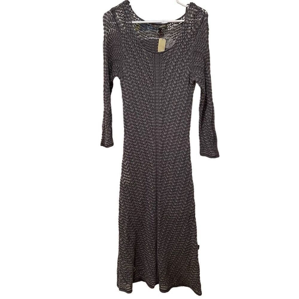 Tommy Bahama Brown Textured Knit Scoop-Neck Midi Dress